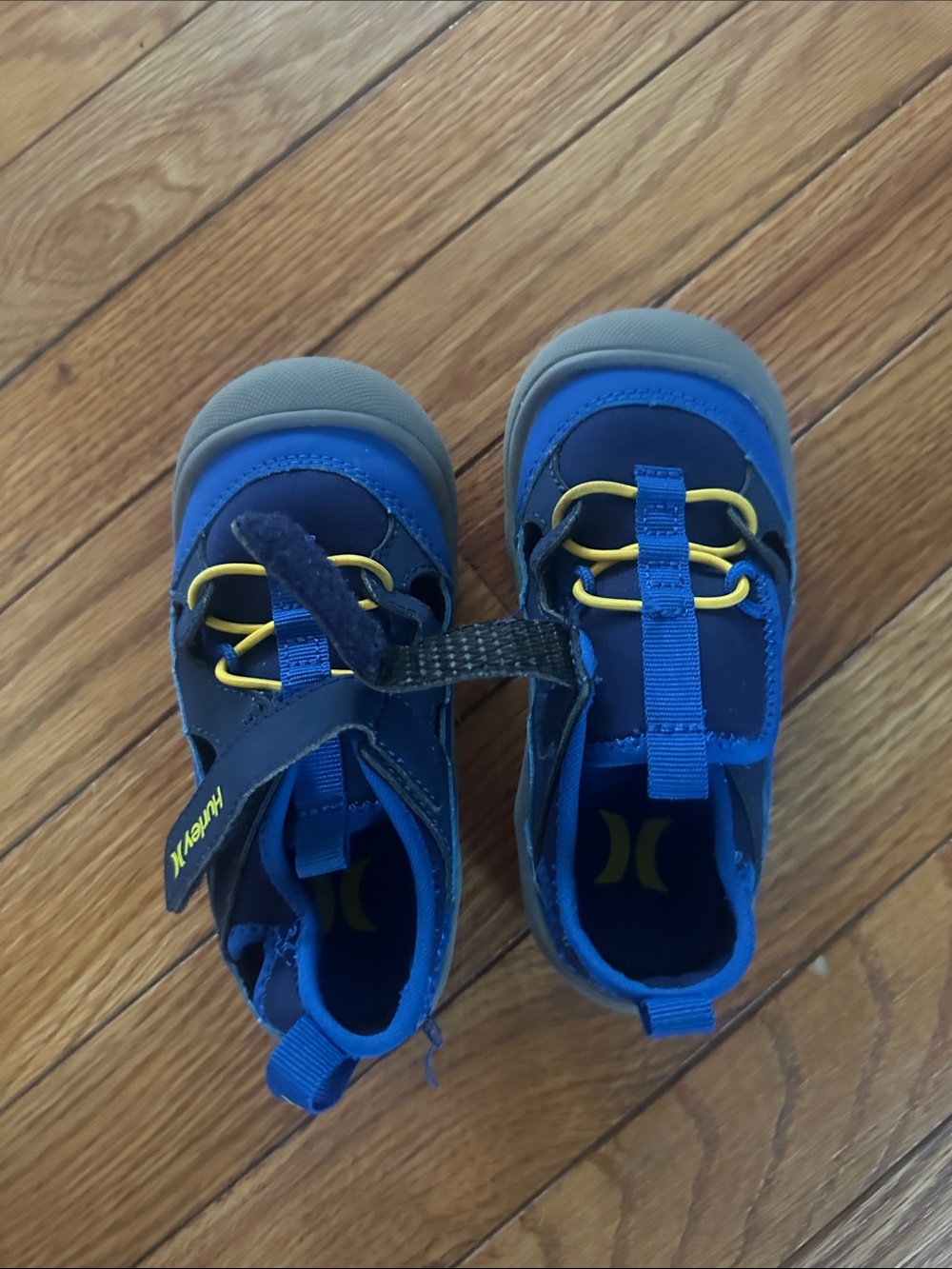 Hurley Blue and Yellow Kids Sneakers with Hook-and-Loop Strap